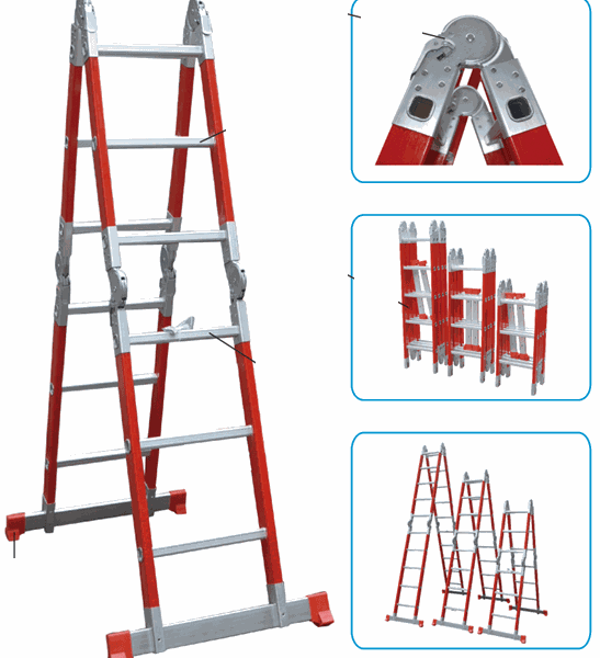 Escalera articulada multifunción de fibra dieléctrica INDUMOV