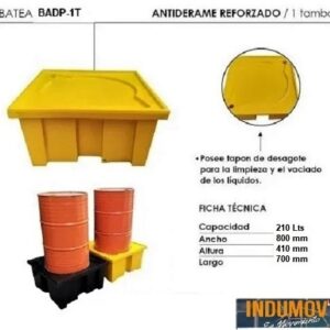 Batea Monoblock Antiderrame Para Un Tambor