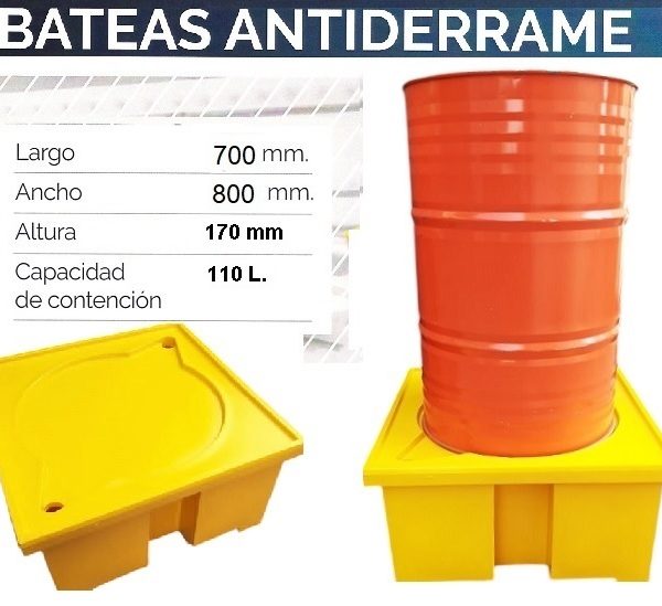 Batea monoblock antiderrame para un tambor INDUMOV