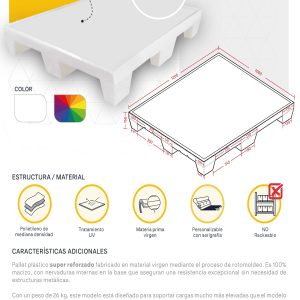 Pallet Cerrrado Antideslizante De Plástico 1.000×1.200 mm